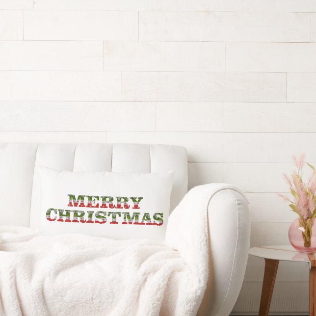 Red & Green Christmas Sweater | Holiday Lumbar Cushion (Couch)