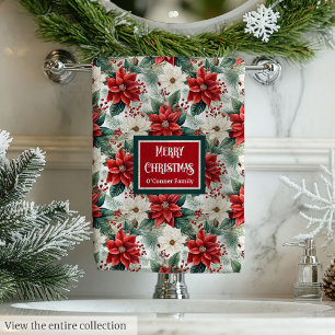 Red Green Christmas Towels Chic Wreath Style