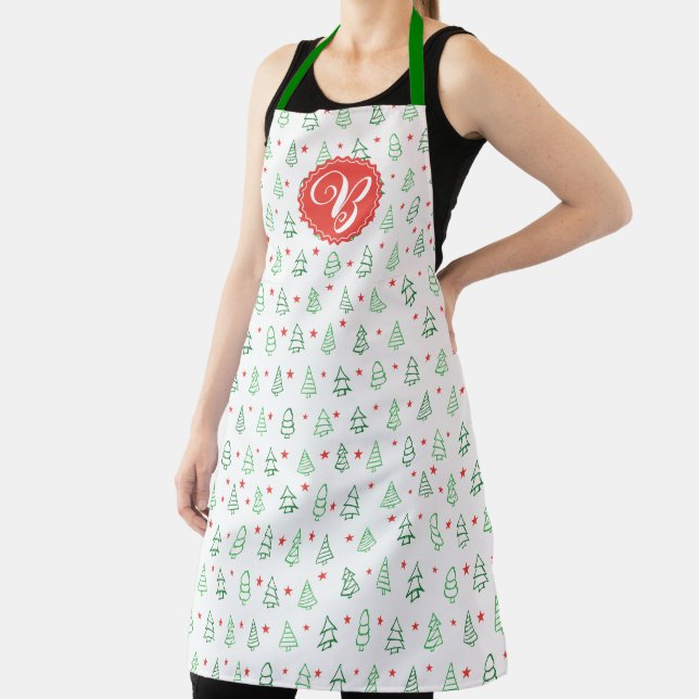 Red & Green Christmas tree  Apron (Insitu)