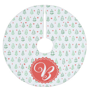 Red & Green Christmas tree  Brushed Polyester Tree Skirt