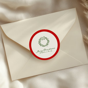 Red & Green Christmas Tree  Classic Round Sticker