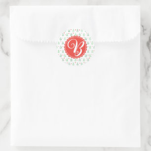 Red & Green Christmas tree Classic Round Sticker