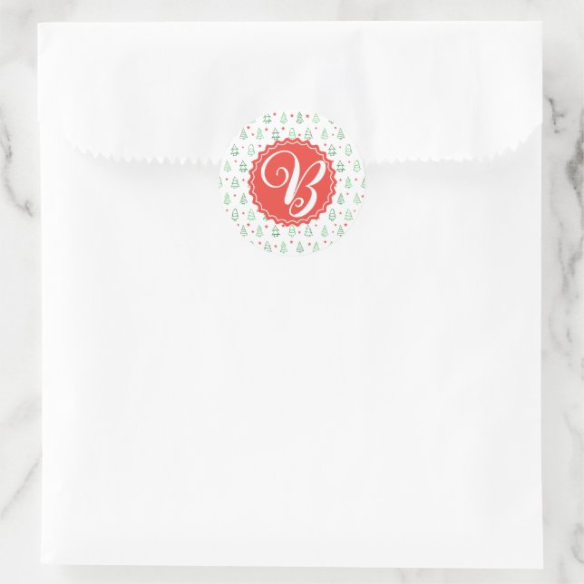 Red & Green Christmas tree  Classic Round Sticker (Bag)