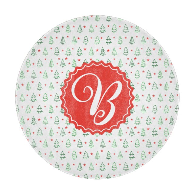 Red & Green Christmas tree  Cutting Board (Front)