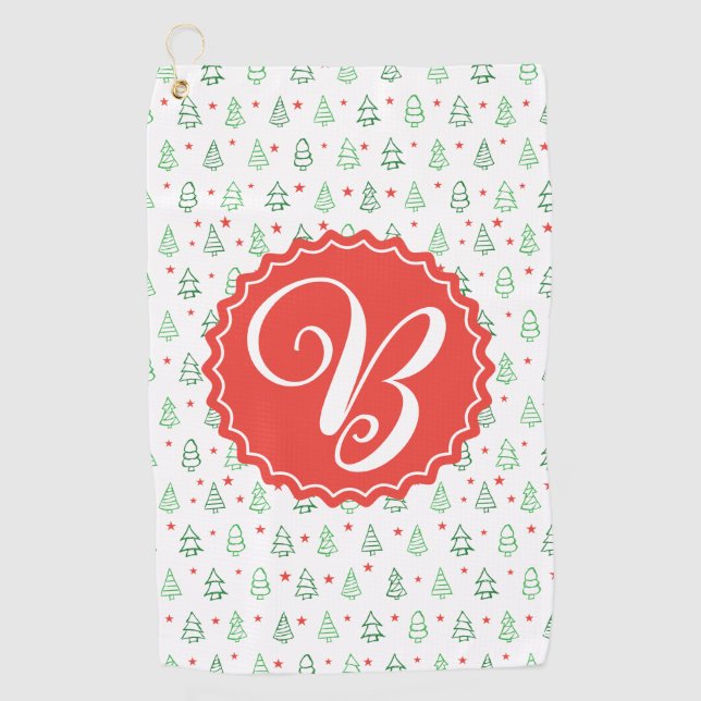 Red & Green Christmas tree  Golf Towel (Front)