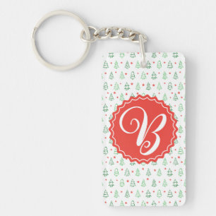 Red & Green Christmas tree Key Ring