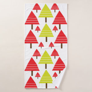 Red Green Christmas Tree Modern Cute Pattern Bath Towel