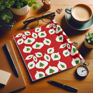 Red Green Christmas Tree Ornaments Wrapping Paper