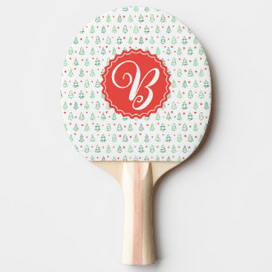 Red & Green Christmas tree Ping Pong Paddle
