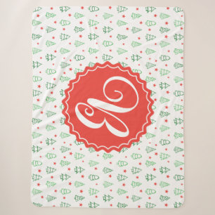 Red & Green Christmas tree Sherpa Blanket