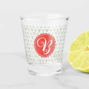 Red & Green Christmas tree Shot Glass