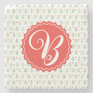 Red & Green Christmas tree Stone Coaster