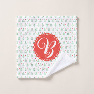 Red & Green Christmas tree Wash Cloth