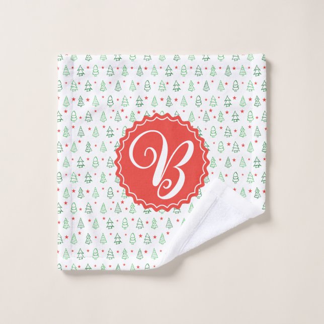 Red & Green Christmas tree  Wash Cloth (Wash Cloth)