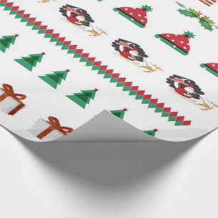 Red Green Christmas Treee Holiday Santa Reindeer Wrapping Paper