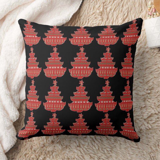 Red Green Christmas Trees Cushion (Blanket)