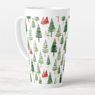 Red Green Christmas Trees Latte Mug