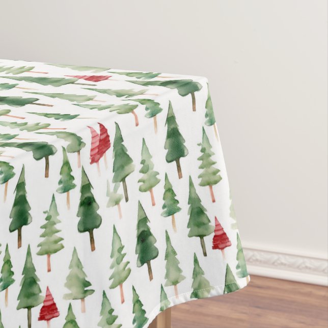 Red Green Christmas Trees Tablecloth (In Situ)