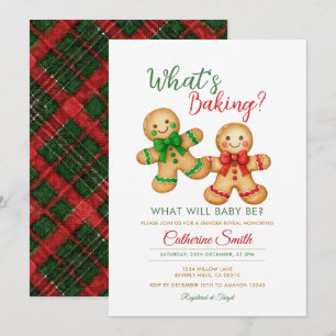 Red Green Christmas What’s Baking Gender Reveal Invitation