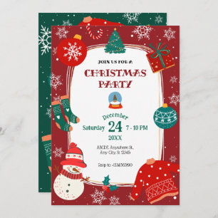 Red Green Christmas wonderland party Invitation