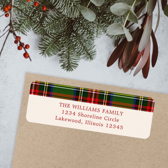 Red Green Classic Christmas Plaid Return Address Label (Creator Uploaded)