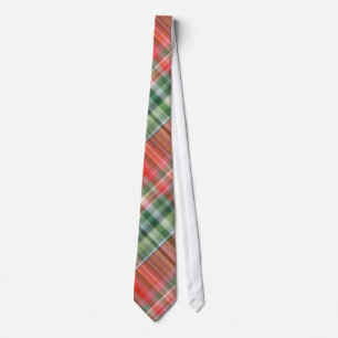 Red/Green Colour Christmas Plaid Pattern Men's Tie