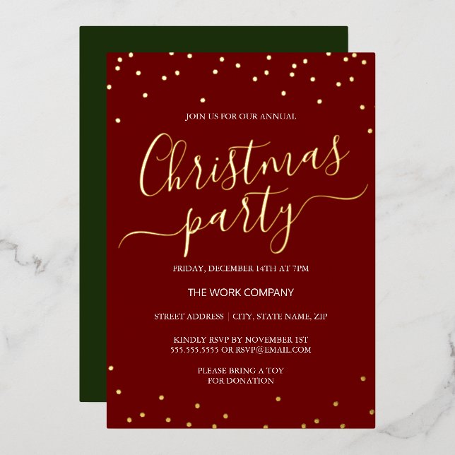 Red Green Corporate Christmas Party Confetti (Front/Back)