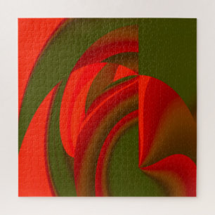 Red & Green Cubist Abstract Jigsaw Puzzle
