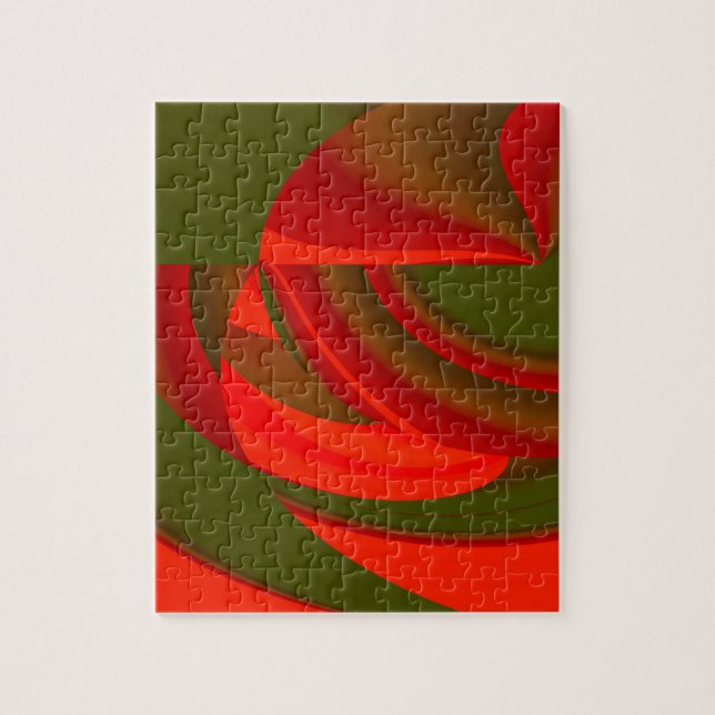 Red &amp; Green Cubist Abstract Jigsaw Puzzle (Vertical)