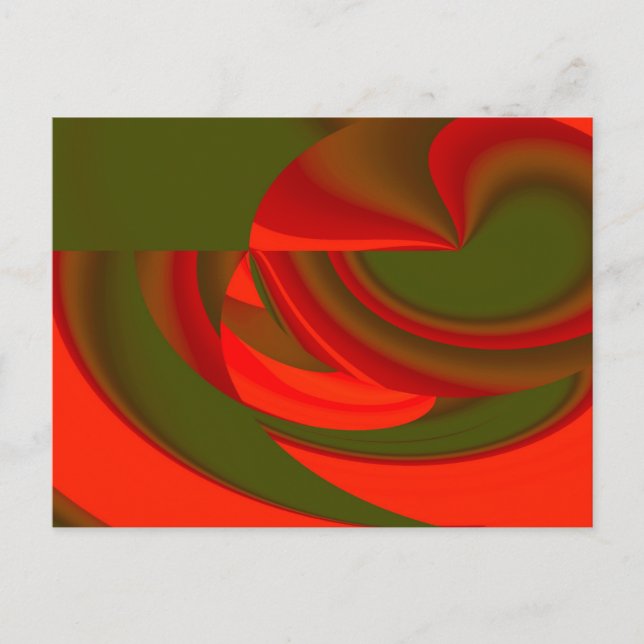Red & Green Cubist Abstract Postcard (Front)