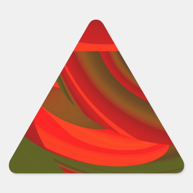 Red & Green Cubist Abstract Triangle Sticker (Front)