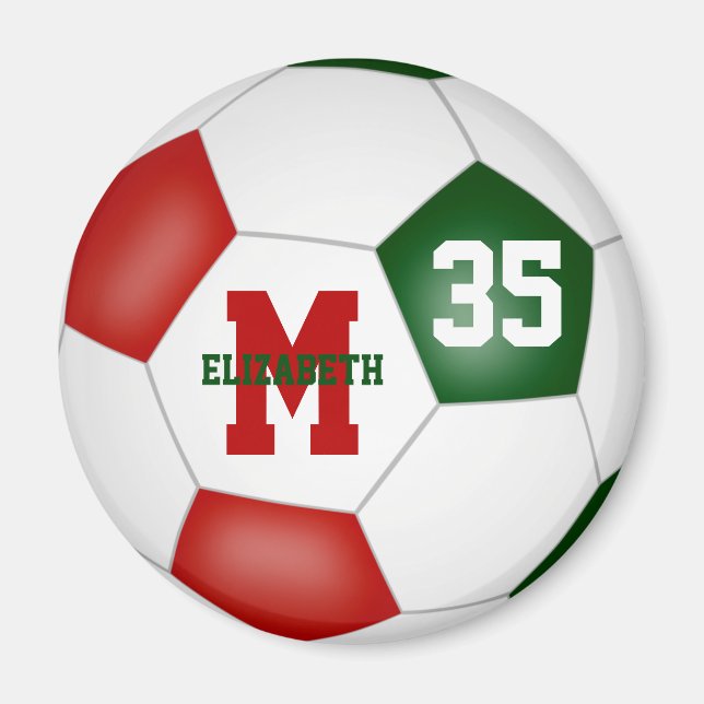 red green custom soccer team colours magnet (Front)