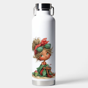 RED & GREEN CUTE QUIRKY SUMMER THEMED GIRL WATER BOTTLE