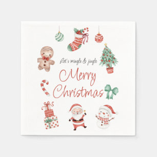 Red Green Cute Santa Christmas Party Napkin