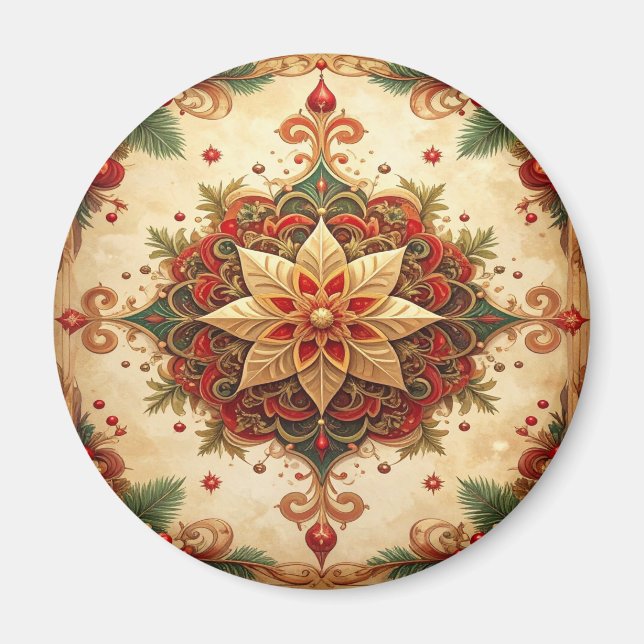 Red Green Decorative Christmas Holiday Magnet (Front)