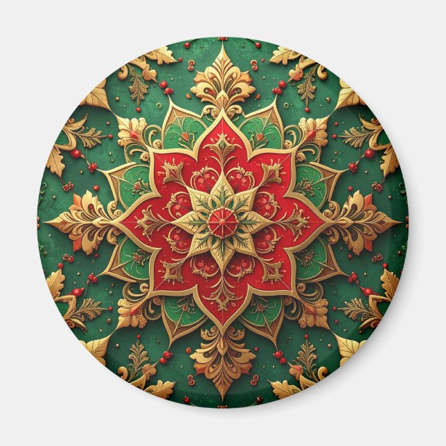 Red Green Decorative Christmas Holiday Magnet (Front)