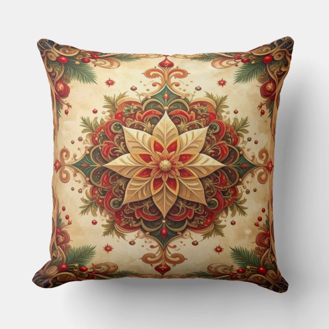 Red Green Decorative Christmas Throw Pillow (Front)