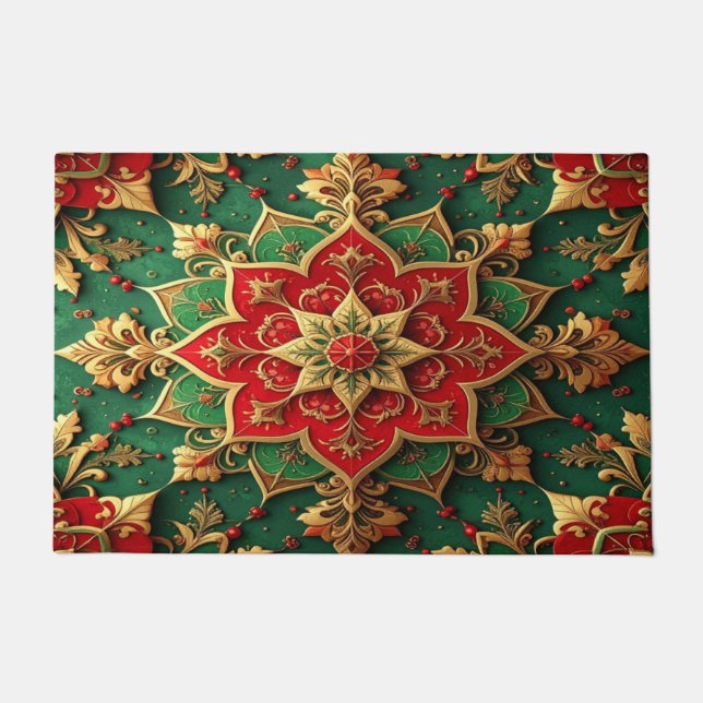 Red Green Decorative Holiday Doormat (Front)
