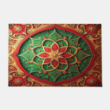 Red Green Decorative Holiday Doormat