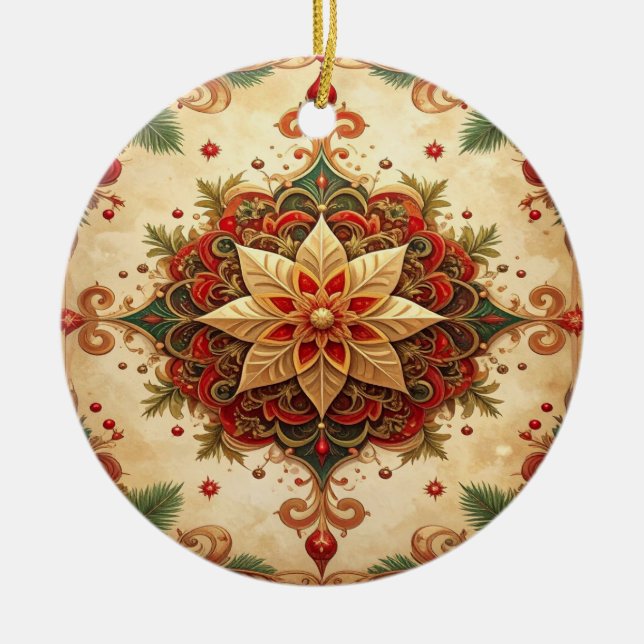 Red Green Decorative Holiday Ornament (Front)