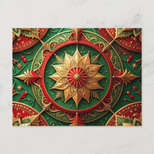 Red Green Decorative Holiday Postcard