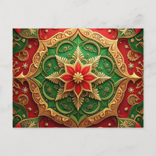 Red Green Decorative Holiday Postcard