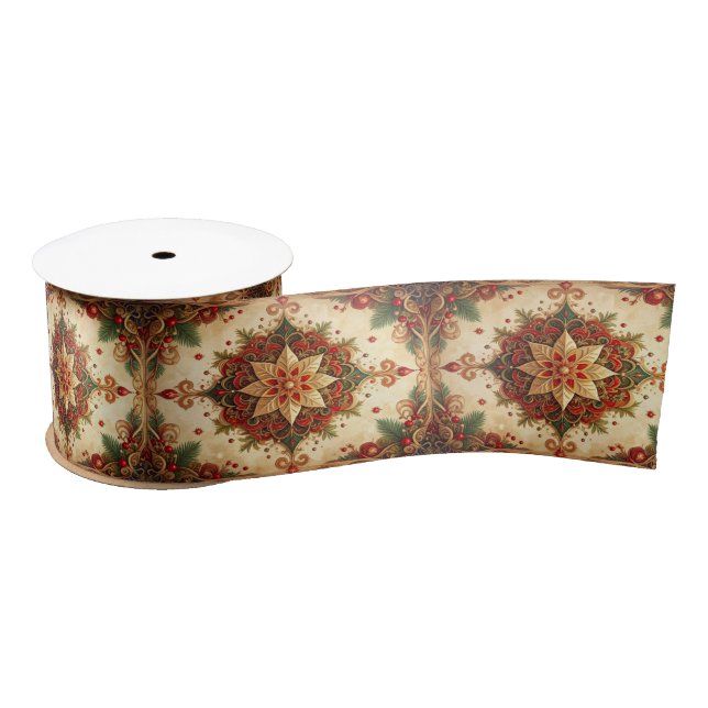Red Green Decorative Holiday Satin Ribbon (Spool)