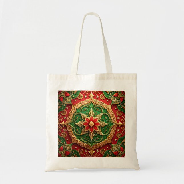 Red Green Decorative Holiday Tote Bag (Front)