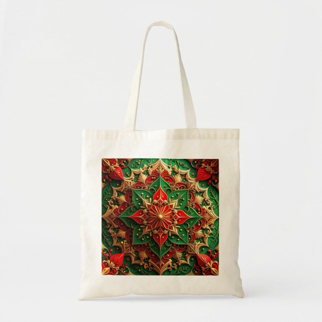 Red Green Decorative Holiday Tote Bag (Front)