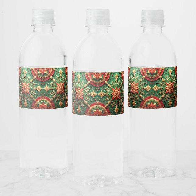 Red Green Decorative Holiday Water Bottle Label (Bottles)