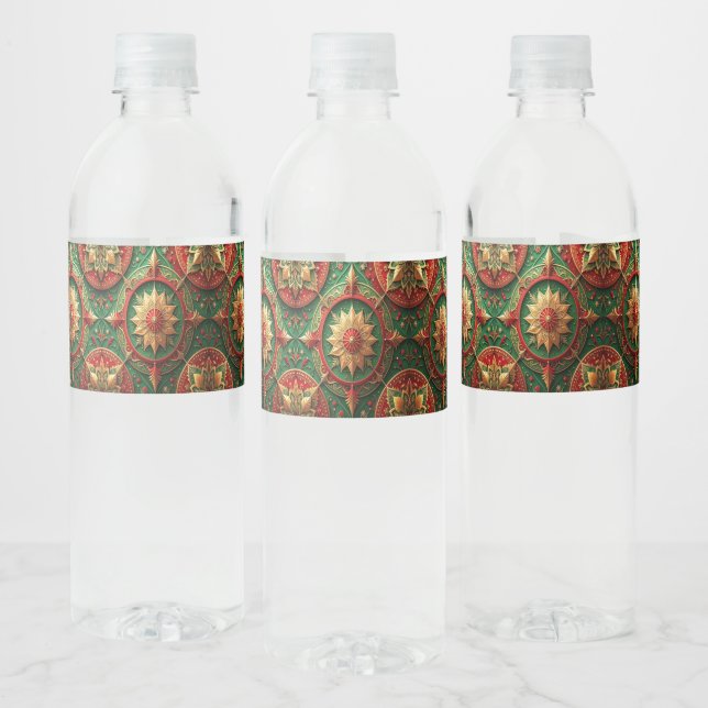 Red Green Decorative Holiday Water Bottle Label (Bottles)