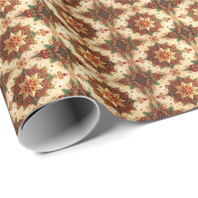 Red Green Decorative Holiday Wrapping Paper (Roll Corner)