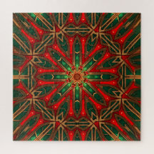 Red Green Decorative Jigsaw Puzzle