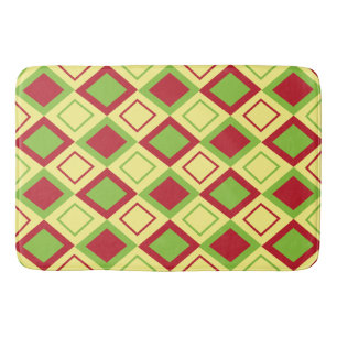 Red Green Diamond Geometric  Bath Mat